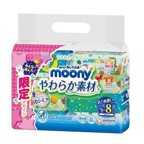 ユニ・チャーム ムーニーおしりふき やわらか素材 詰替用 76枚入*8コパック （4）
